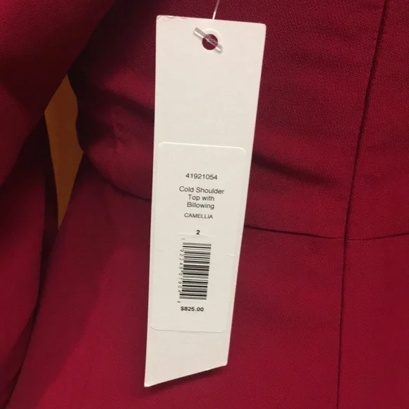Cushnie new with tags dark raspberry high neck cold shoulder open back top. - Picture 3 of 4